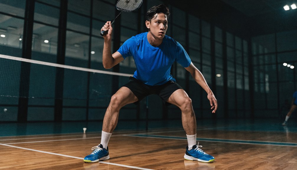 balanced alert badminton stance
